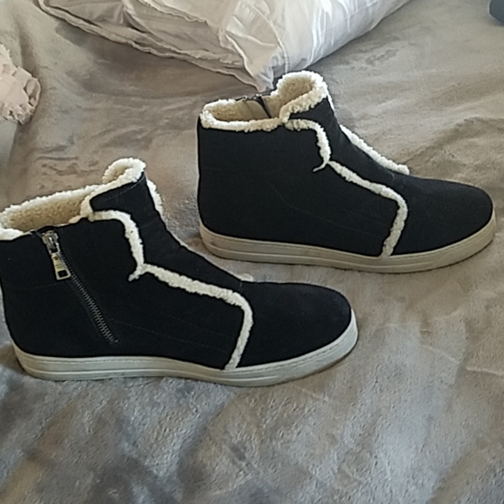 Women's black suede ankle boots - Picture 4 of 7